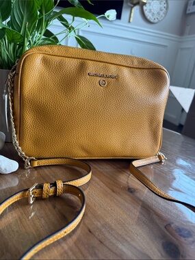 Michael Kors Pebbled Mustard Crossbody Bag